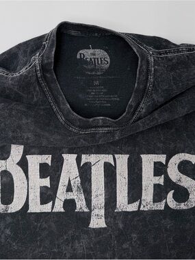 The Beatles Black and White Logo Cropped Tee